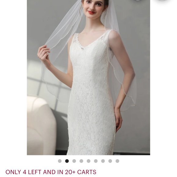 Etsy Light Ivory Pearl scalloped veil with blusher (30" and 40") - Picture 2 of 7